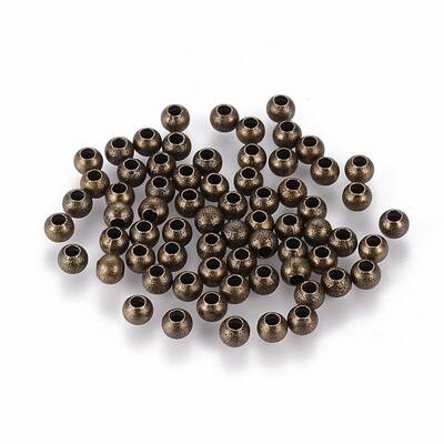 Antique Bronze Color Textured Round Beads