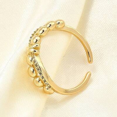 Brass Micro Pave Clear Cubic Zirconia Cuff Rings