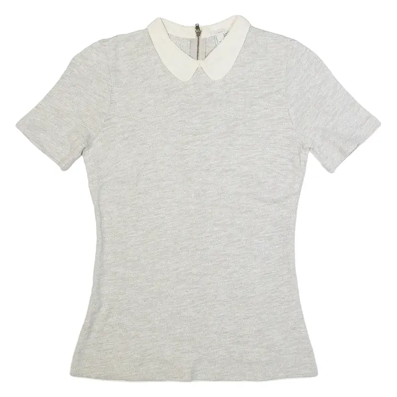 J.CREW Womens Top Grey Collared Off Shoulder XXS