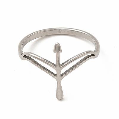 Non-Tarnish 304 Stainless Steel Hollow Out Arrow Finger Ring for Women