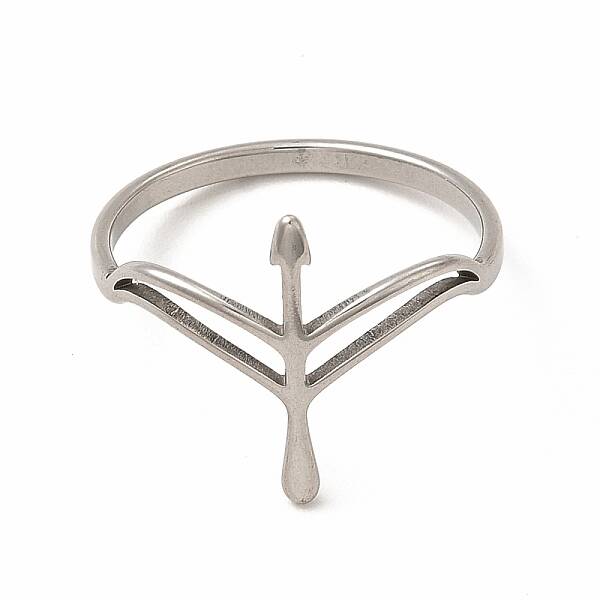 Non-Tarnish 304 Stainless Steel Hollow Out Arrow Finger Ring for Women