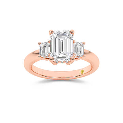 Seraphina Three Stone Hidden Halo Emerald Cut Lab Grown Diamond Engagement Ring | 10K Rose Gold 2 5/8 CT. TW.