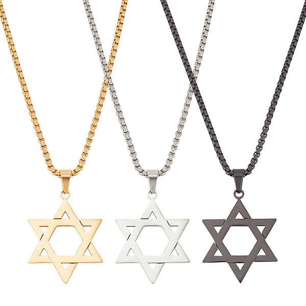 3Pcs 3 Colors 304 Stainless Steel Pendant Necklaces Set