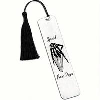 Stainless Steel Bookmark with Tassel, 1/4 Counts Skull Hand Pattern Funny Bookmark, Reading Enthusiast Gift for Friend, Offic...