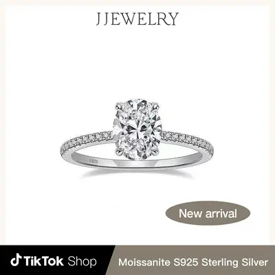 【RC123】Oval Synthetic Moissanite Ring S925 Sterling Silver Classic Jewelry for Women Daily Birthday Gift Engagement Weddi...