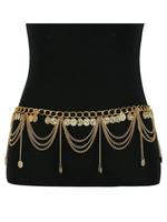 Women's Boho Style Round Charm Chain Belt, Fashionable Waist Chain for Women & Girls, Trendy All-match & Exquisite Pendant Ca...