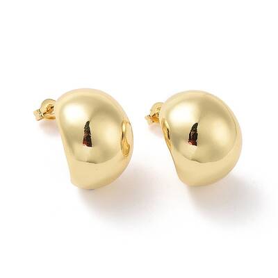 Rack Plating Brass Half Round Stud Earrings