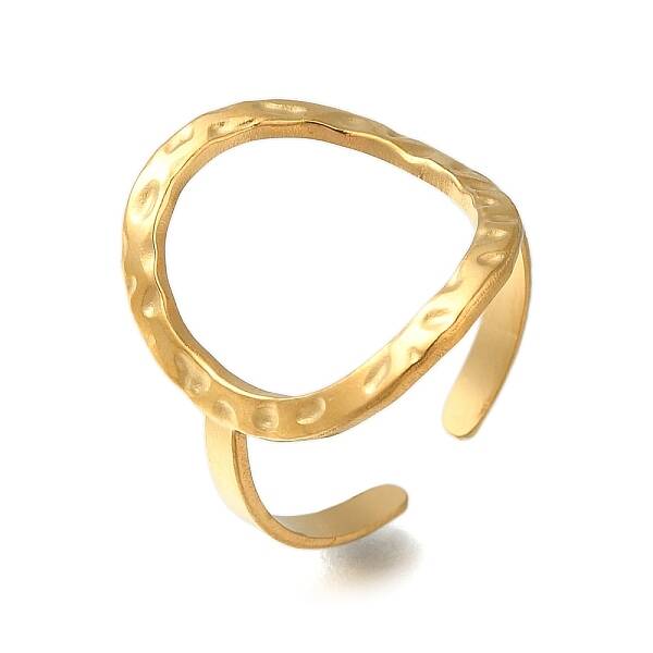 Hollow Oval 304 Stainless Steel Open Cuff Ring for Women