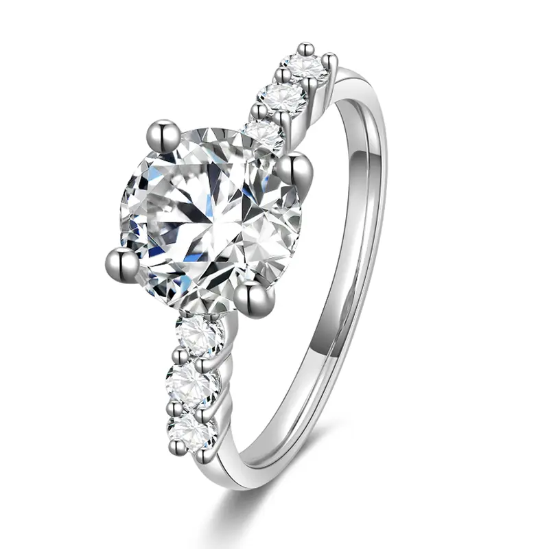 10K White Gold Round Moissanite Engagement Ring