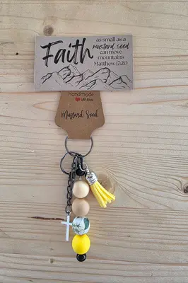 Faith & Strength Silicone Bead Keychain