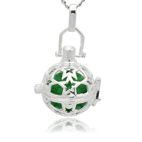 Silver Color Plated Brass Hollow Round Cage Pendants