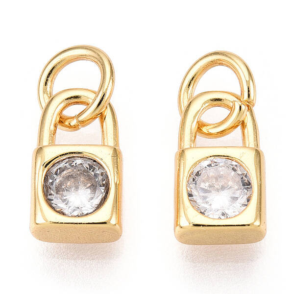 Brass Micro Pave Clear Cubic Zirconia Charms