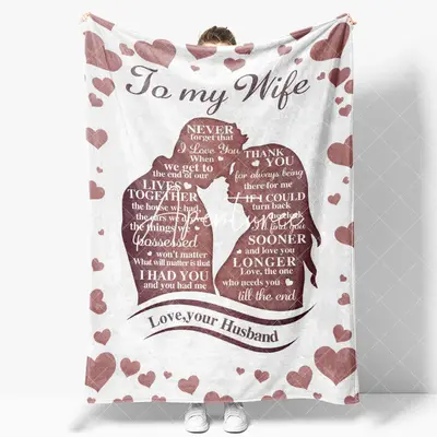 Aperturee Romantic Couple Dense Hearts Custom Text Blanket, 30x40in(76x102cm), 26 USD, text blankets, XQBD1X31-S