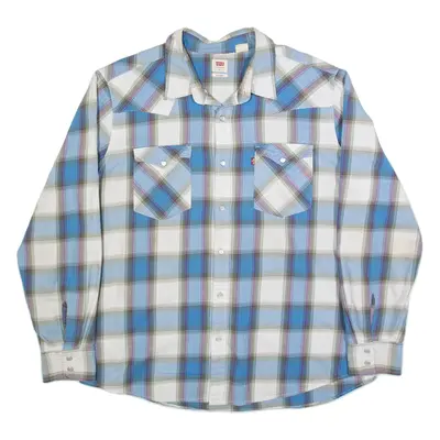 LEVI'S Mens Shirt Blue Check Long Sleeve XL