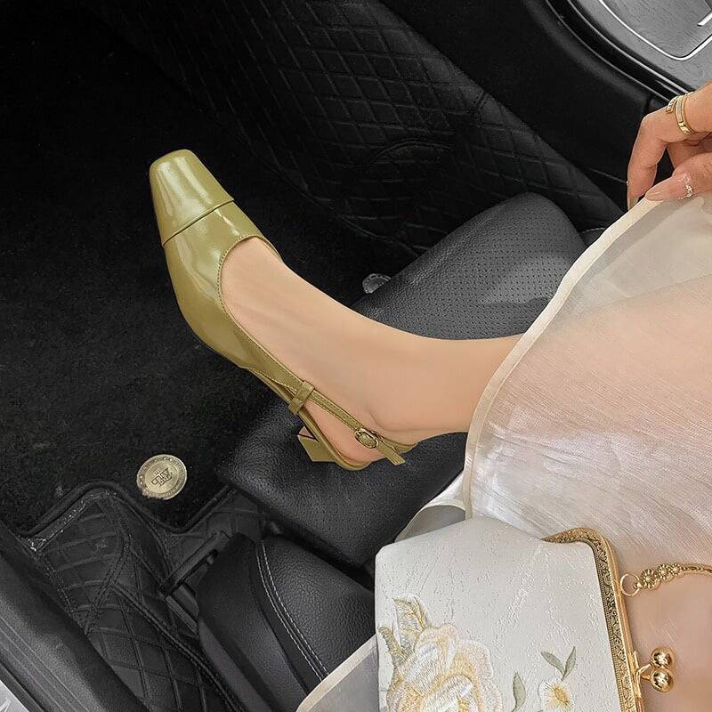 CHIKO Maisy Square Toe Block Heels Slingback Shoes