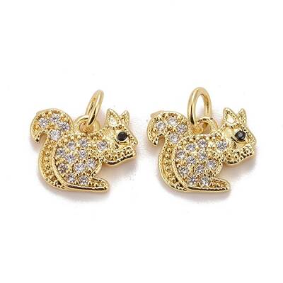 Autumn Theme Brass Micro Pave Clear & Black Cubic Zirconia Charms