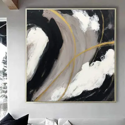 Large Gray Painting On Canvas Black And White Abstract Art Modern Painting Acrylic Canvas Art Original Oil Painting | ROAD BE...