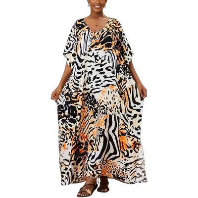 Kaftan Dresses for Women Plus Size Bathing Suit Cover up Vneck Batwing Dress Loose fit Moroccan Caftan mumu Dresses