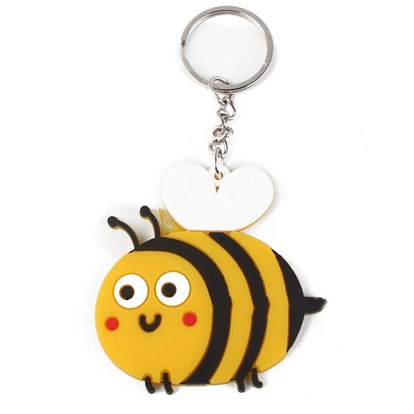 PVC Plastic Bees Pendant Keychain