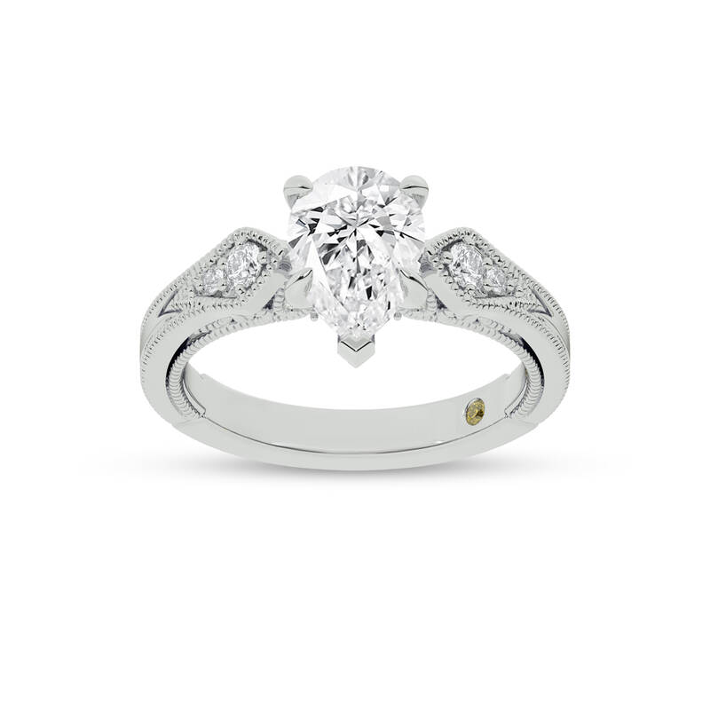 Vesta Vintage Inspired Pear Shape  Lab Grown Diamond Engagement Ring | 10K White Gold 2 1/4 CT. TW.