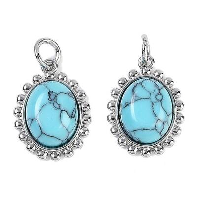 Synthetic Turquoise Oval Pendants