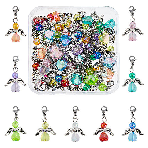36Pcs 9 Colors Transparent Acrylic Angel Charm Decorations