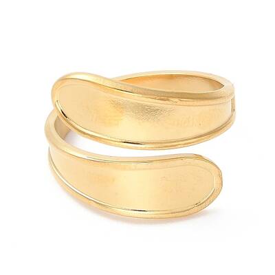 Ion Plating(IP) 304 Stainless Steel Teardrop Open Cuff Ring for Women