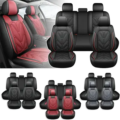 Foneso Nappa Leather Car Seat Covers Front Rear Full Set,5-Seat Cover Protector Cushion Waterproof Breathable Automotive Seat...
