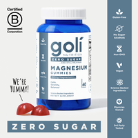 ZERO SUGAR Goli Magnesium Gummies - 260mg Magnesium, Vitamin D, No Artificial Sweeteners, No Sugar Alcohols. Gelatin-Free, Gl...