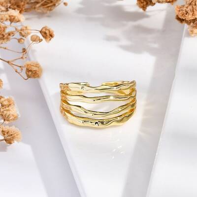 Rack Plating Brass Cuff Finger Rings for Women