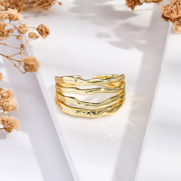 Rack Plating Brass Cuff Finger Rings for Women