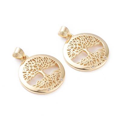 Brass Micro Pave Clear Cubic Zirconia Pendants