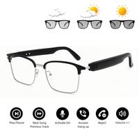 Bluetooth Audio Smart Glasses with Photochromic UV-Activated Lenses, Metal Frame, Surround Sound, Built in Microphone, and Ha...