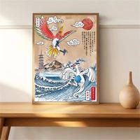 Cartoon Pattern Unframed Painting, 1 Count Retro Anime Figures Canvas Painting, Vintage Wall Art for Living Room Bedroom Home...