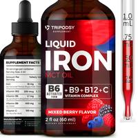 Liquid Iron supplements, Iron Drops, with B6, B9, B12, C, Vitamin Iron for Anemia, Blood Build, MCT Oil, Healthcare Fitness D...
