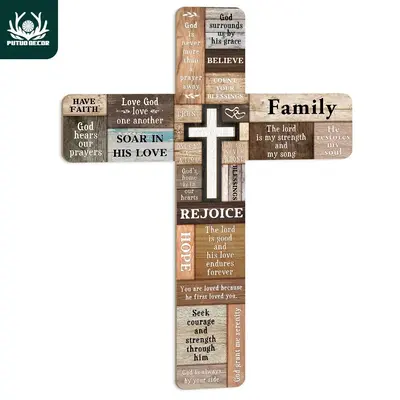 Wooden Wall Cross, 1 Count Wall Mounted Cross, Wall Art Decor for Home Church Farmhouse, Home Decor, Room Decor, Bedroom Deco...