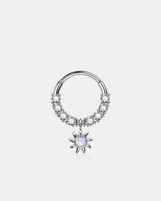 Sun Shape Dangle Hinged Segment Septum Ring - 10mm