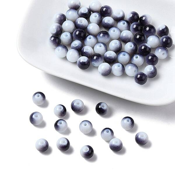 Two Tone Opaque Baking Painted Glass Beads Strands