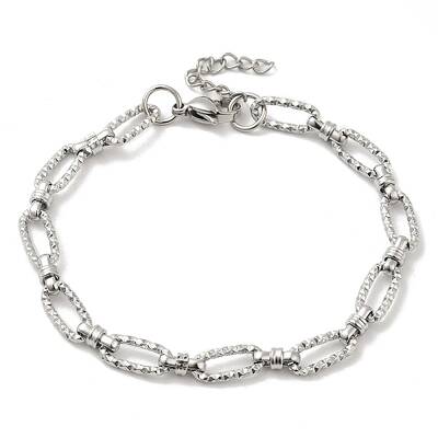 Non-Tarnish 304 Stainless Steel Faceted Oval Link Chain Bracelet
