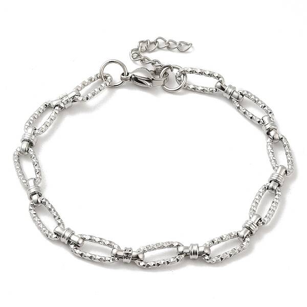 Non-Tarnish 304 Stainless Steel Faceted Oval Link Chain Bracelet