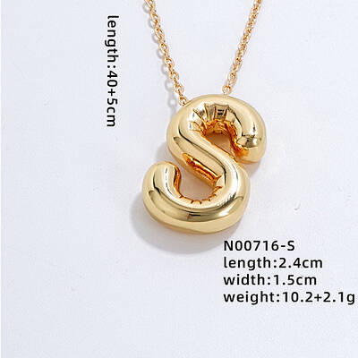 Stainless Steel Party Balloon Letter Pendant Cable Chain Necklaces for Women