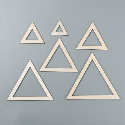 6Pcs Triangle Wood Hoop Rings Macrame for DIY Craft Making