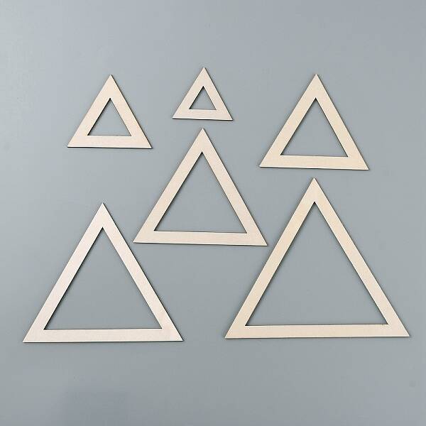 6Pcs Triangle Wood Hoop Rings Macrame for DIY Craft Making