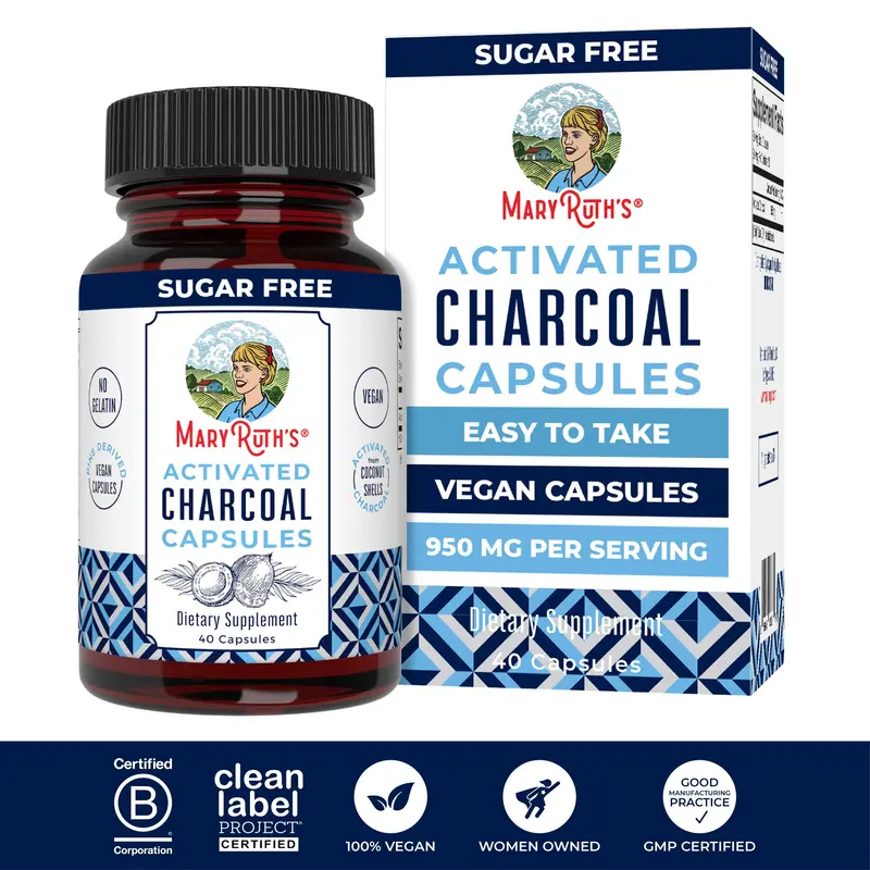 MaryRuth's Activated Charcoal Capsules - Derived from Coconut Shells - Vegan Capsules - Non-GMO Project Verified - Gluten Fre...