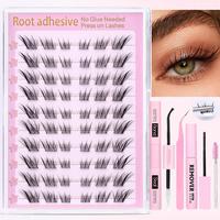 Self Adhesive Eyelashes Kit, 1 Box Clusters False Eyelashes with Eyelash Glue & Remover & Brush & Tweezers, Eye Makeup Enhanc...