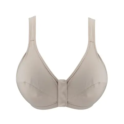 Ivory - Full Cup Front Closure Silk & Organic Cotton Wireless Bra | Size: 36F | Color: Ivory
