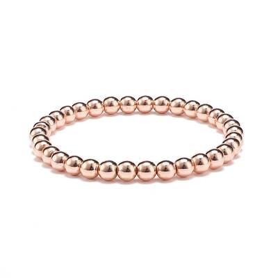 Synthetic Hematite Round Beaded Stretch Bracelet