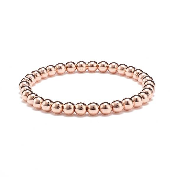 Synthetic Hematite Round Beaded Stretch Bracelet