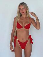 Two-Piece Set Women's Plain Bikini Set, Casual Fashion Chic Swimsuit Set, Ladies Swimwear for Beach Holiday Vacation