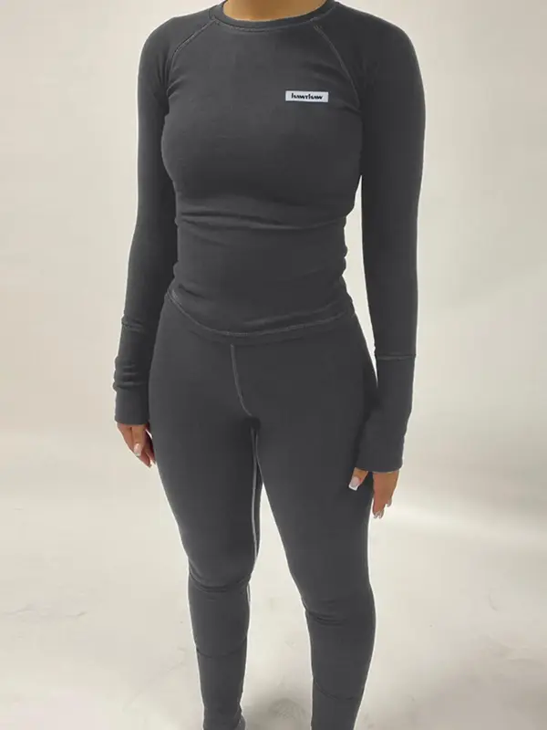 Women's Letter Patched Raglan Sleeve Tee & Skinny Pants Set, Casual Long Sleeve Round Neck T-shirt & Trousers Two-piece Set f...